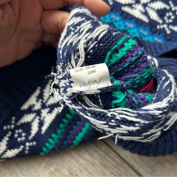 Vintage Northern Isles Blue Fair Isle Crew Neck Sweater Made in  Hong Kong - Picture 15 of 15